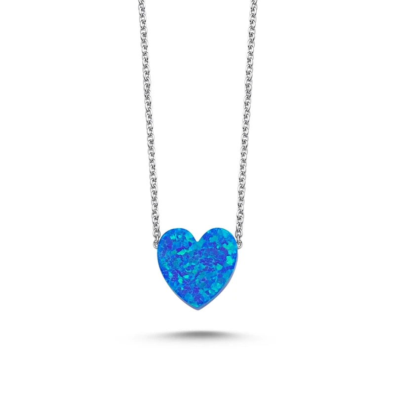 

Silverlina Silver Blue Opal Heart Necklace