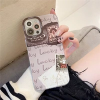 retro stamp lucky charm art shockproof phone case for iphone 13 12 11 pro max xs max xr 7 8 plus lens protection case cute cover