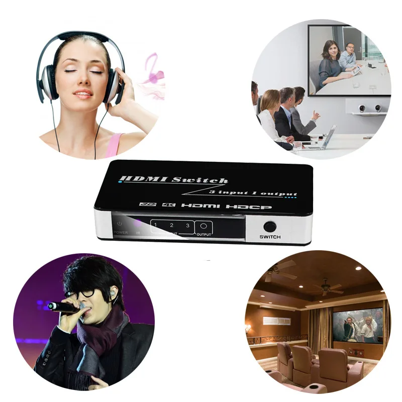 

HDMI Switch 3x1 3 Input 1 Output 3D 4K Switcher 1080P HD for PS3 PS4 PS5 Laptop PC To TV Monitor Display Video Converter Adapter