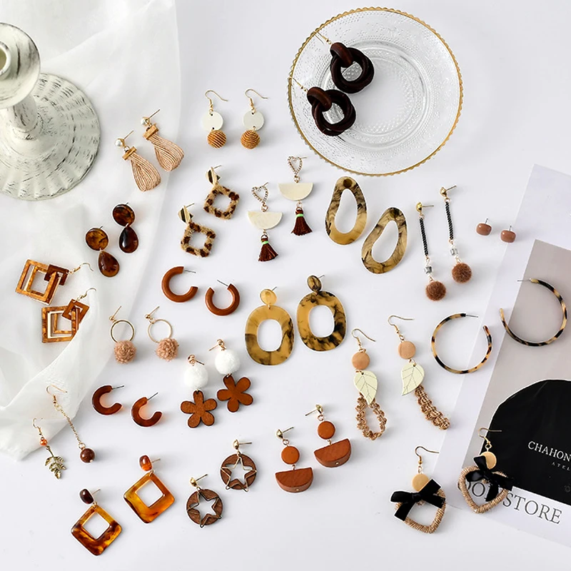 Корейские модные карамельные акриловые серьги 2019 леопардовые с кисточками для