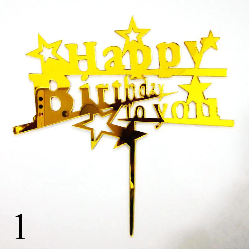 5 1 шт., украшение для торта с надписью «Happy Birthday», украшение в виде блестящей звезды на день рождения, зеркальный акриловый Топпер для торта, декор для торта в честь рождения ребенка - Цвет: 5