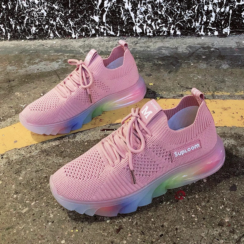 

Wujie2020 New Casual Women's Shoes Sports Breathable Mesh Vulcanized Shoes Color Jelly Soles Outdoor Sports Shoes Fashion Wild40
