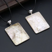 wholesale5pc natural white shell cracked rectangular pendant necklace for woman jewelry makingdiyaccessories ornament charm gift