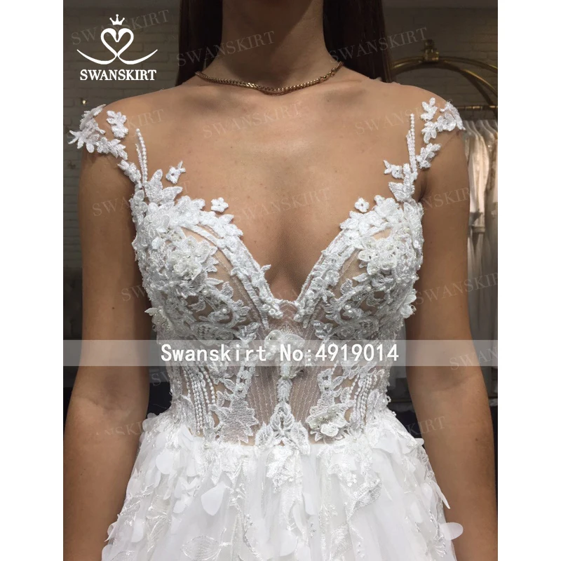 Роскошное бальное платье свадебное платье Swanskirt I215 с открытыми плечами с аппликацией свадебное платье без спинки Принцесса суд Поезд Vestido de Noiva