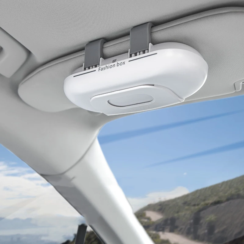 

White Car Decoration Accessories Sunglasses Glasses Case Roof Sun Visor Card Holder Mini Cooper Nissan Juke Glasses Storage Box