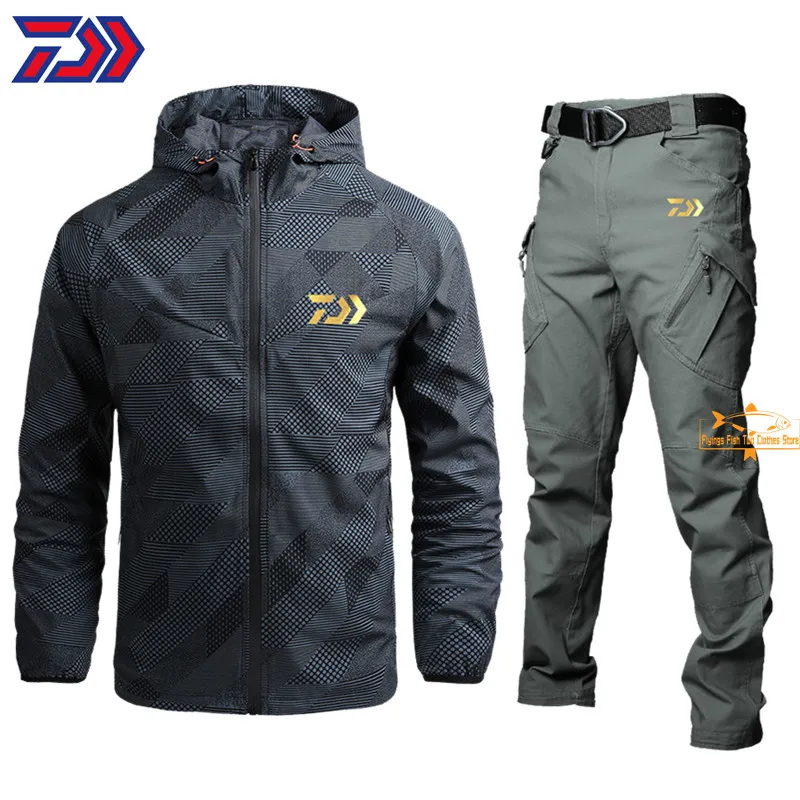 

2021 New Fishing Clothes Waterproof Windproof Suit For Fishing Thin Breathable Quick Dry Daiwa Fishing Set Outdoor Fishing Wear