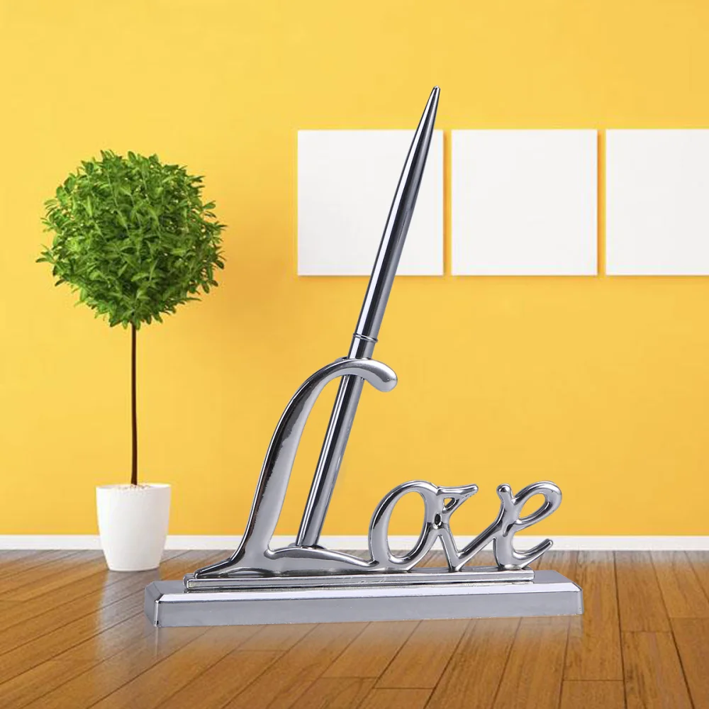 Свадебные ручка с серебряным покрытием Металл любовь держатель для вечеринок в