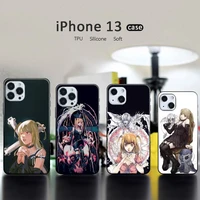 death note phone case for iphone 13 12 11 pro mini xs max 6 6s 7 8 plus x xr soft tpu coque shell funda yagami light misa anime