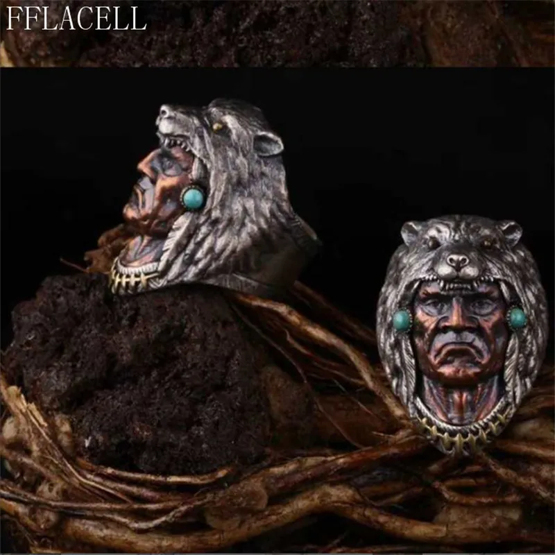 FFLACELL 2020 новое модное винтажное двухцветное кольцо оборотенок мужское властное