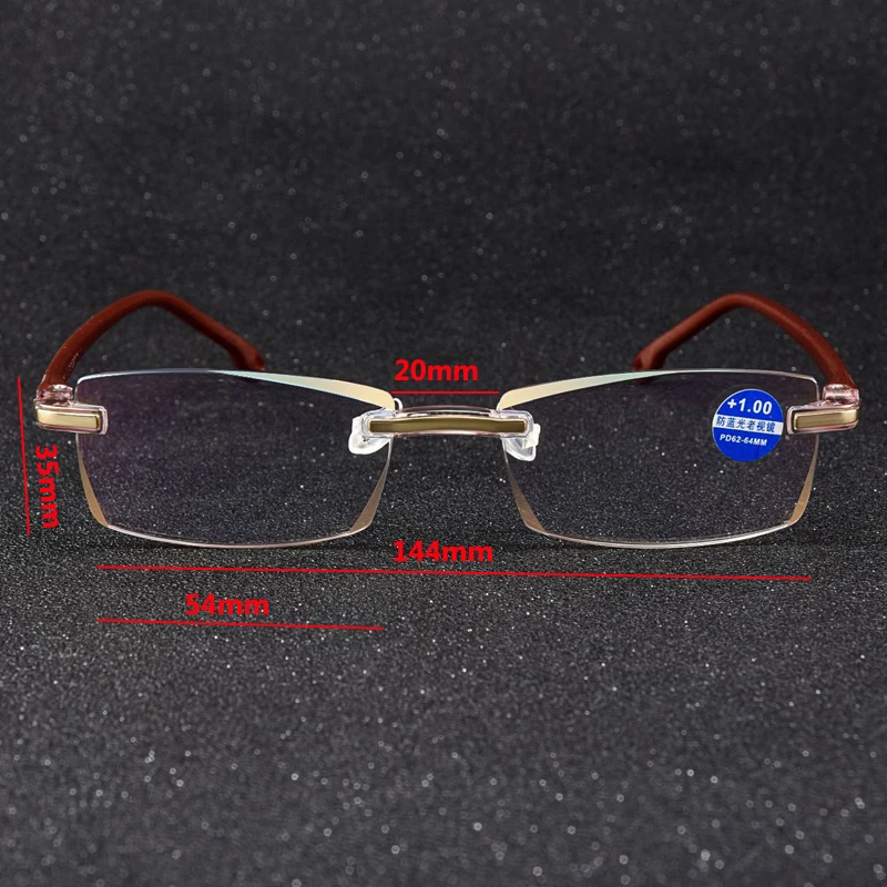 Очки для чтения без Оправы унисекс модные безрамные пресбиопические с защитой от