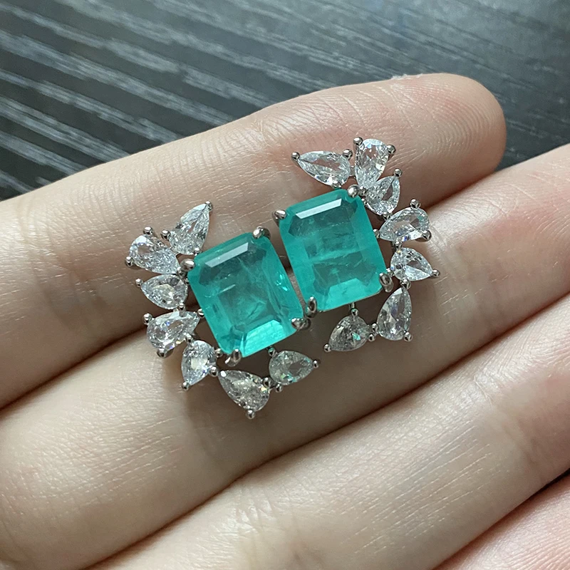 Женские сережки пусеты с турмалиновым камнем PANSYSEN свадебные коктейльные из