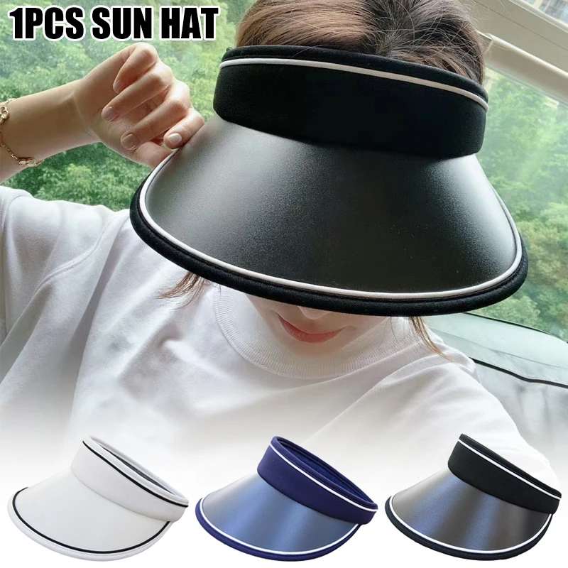 

Newly Wide Brim Sun Visors Summer UV Protection Beach Cap Gardening Topless Hat for Outdoor Sports UPF 50+ m99