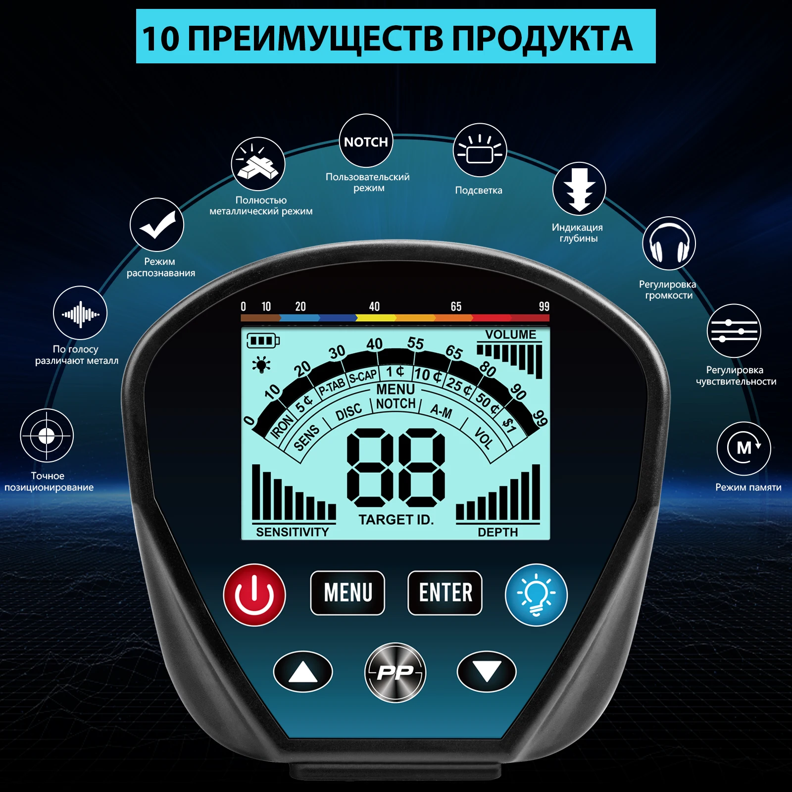 Профессиональный Подземный металлоискатель MD840 водонепроницаемый для поиска