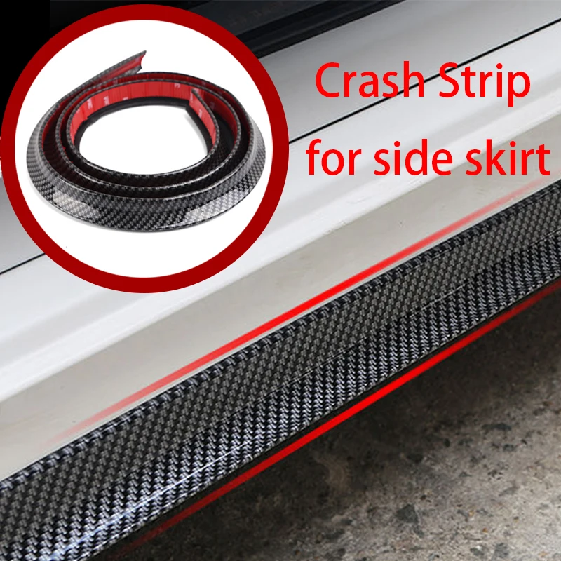 

2.2m Rubber Carbon Car Side Skirts Extension Lip For Lexus Mercedes Benz W205 W203 W212 W124 W204 AMG Volvo XC90 S60 V40 XC60