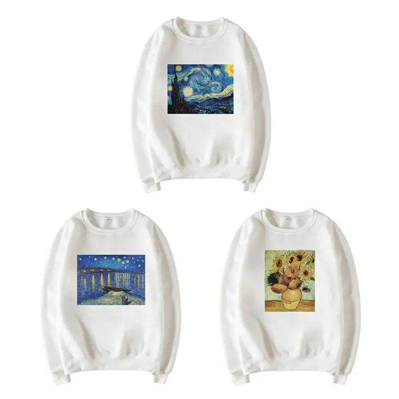 

Women Fashion Long Sleeve Sweatshirt Art Oil Painting Graphic Print Pullover Top F42F