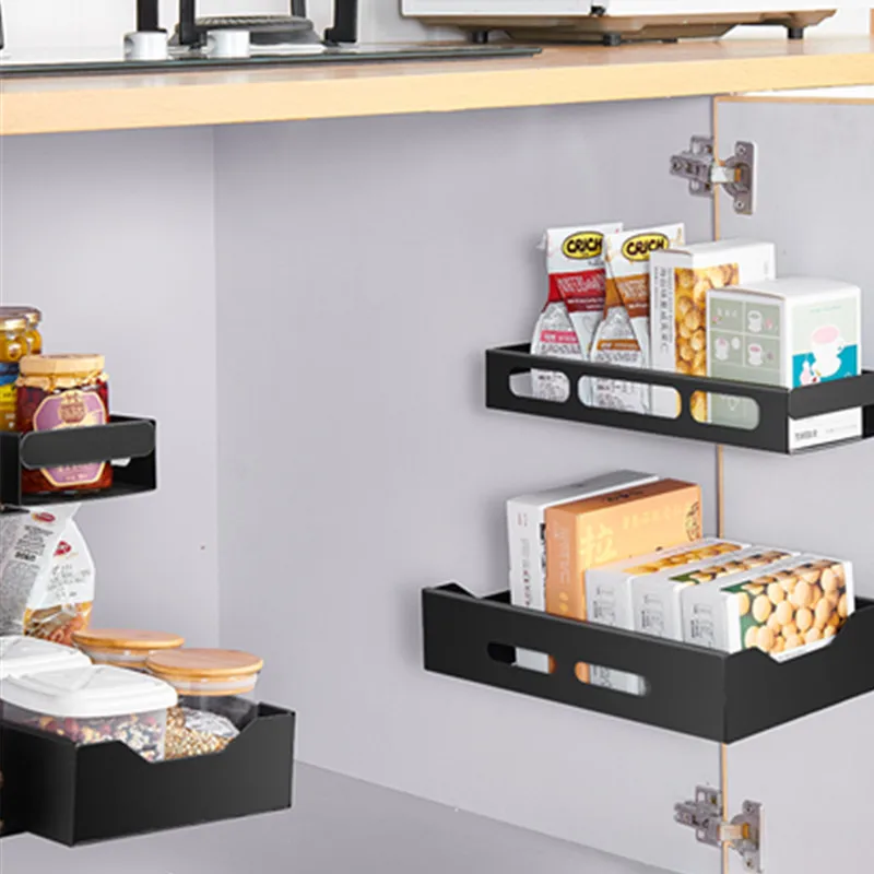 

Полка для кухонных ящиков из нержавеющей стали для приправ, подвесная корзина для хранения, настенный шкаф для хранения, выдвижная корзина