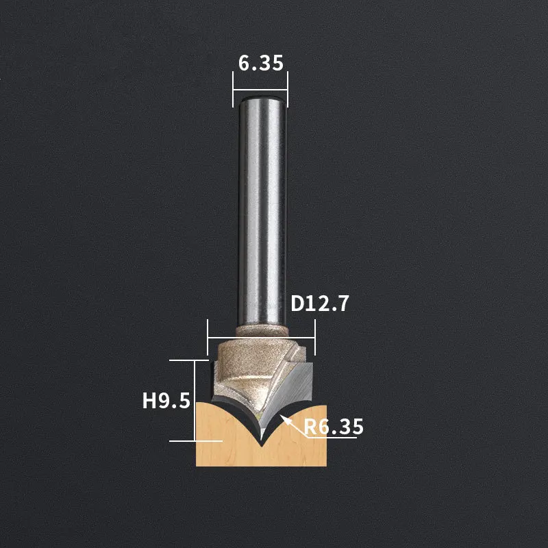 12,7 мм shank-1PCS, станок с ЧПУ деревообрабатывающий фрезерный станок, вольфрамовая твердосплавная Концевая фреза, NeedleNose Гравировальный Бит, МДФ, Деревянный инструмент - Длина режущей кромки: JZD6.35x12.7