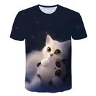 Детские летние футболки для детей, футболки с 3D котом, футболки с животными, футболки для мальчиков, топы с единорогом для 4-14 лет