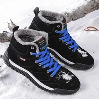 winter boots men high top water resistant cotton shoes male plus velvet warm couple snow boots northeast outdoor casual shoes