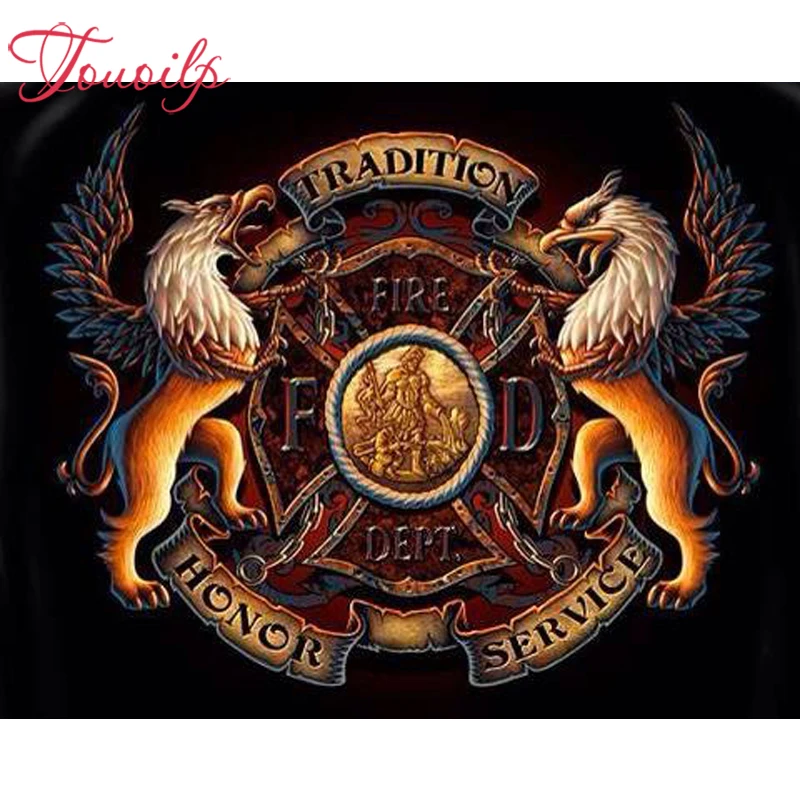 TOUOILP пожарных 5D eagle алмазов картина полный квадрат и круглый дрель Алмазная