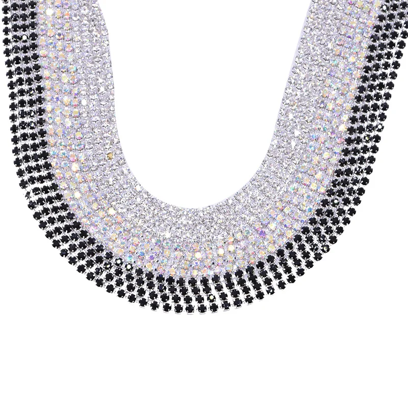 5 м/шт. 2 3 мм широкий черно белые стразы AB Crystal цепи стекло цепочка с подвеской в