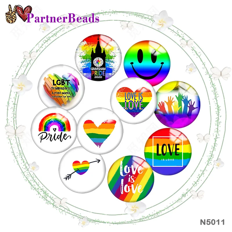 

Colorful Love 12mm//18mm/20mm/25mm Round photo glass cabochon demo flat back Making findings PartnerBeads N5011