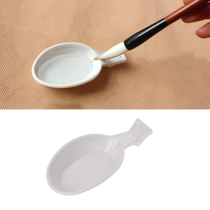 

2021 New Spoon Shape Ink Tray Containers Chinese Writing Brush Pen Holder Rest Stand