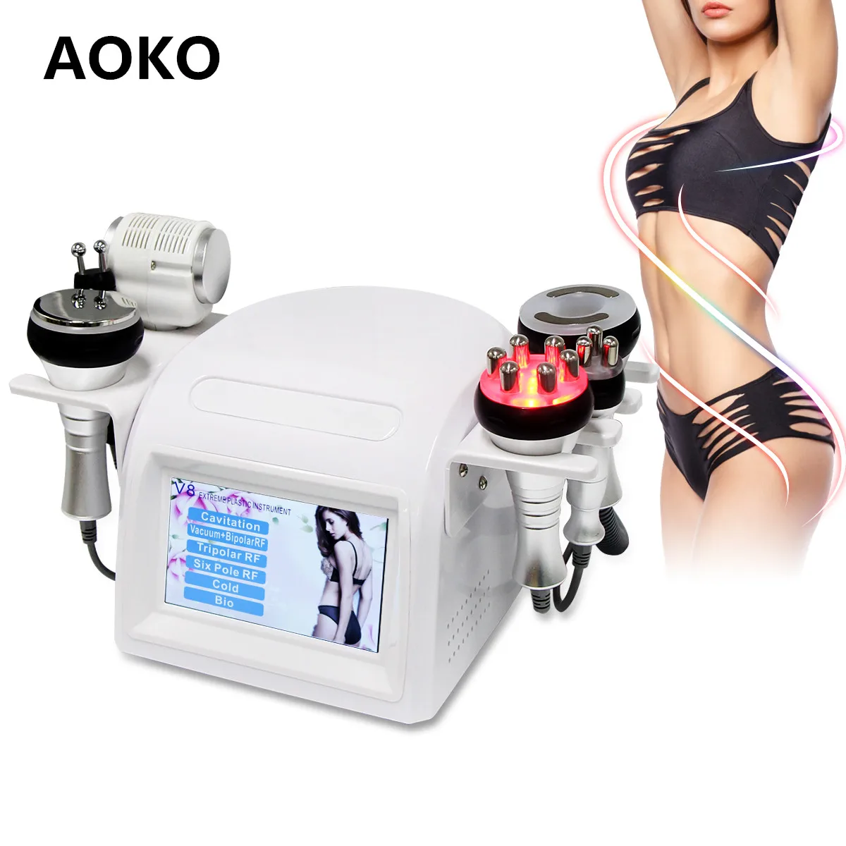 AOKO Новое поступление 6 в 1 40K ультразвуковой кавитационный вакуумный аппарат для