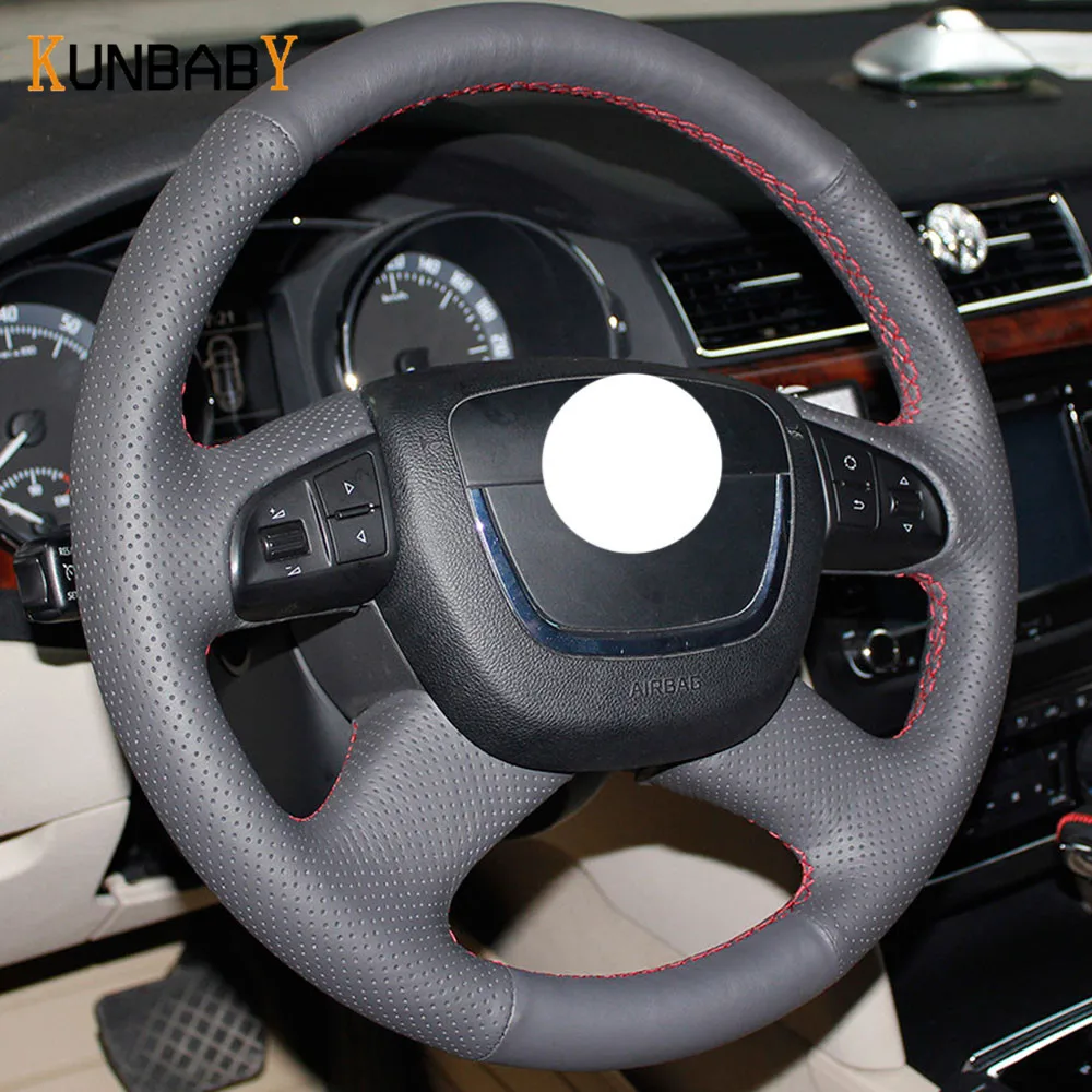 KUNBABY натуральная кожа цвет черный красный чехол рулевого колеса автомобиля для