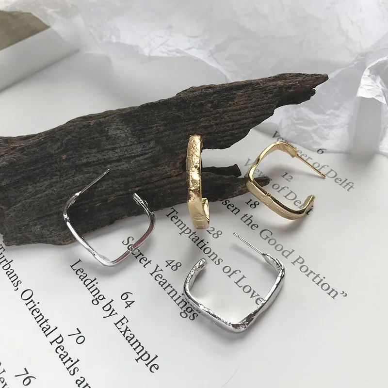 Женские квадратные серьги гвоздики из серебра 925 пробы|Серьги-гвоздики| |