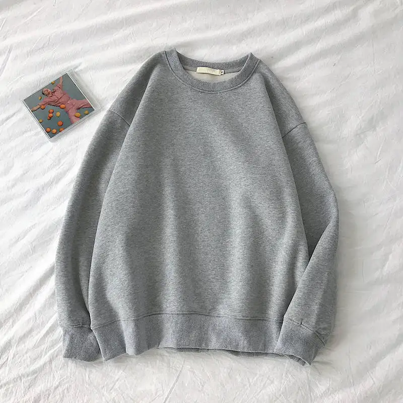 

Plus Velvet Thicken Candy Colors Sweatshirt Women Fashion Harajuku Pullover Hoodies Women Loose Casual Female Sweatshirts C6813