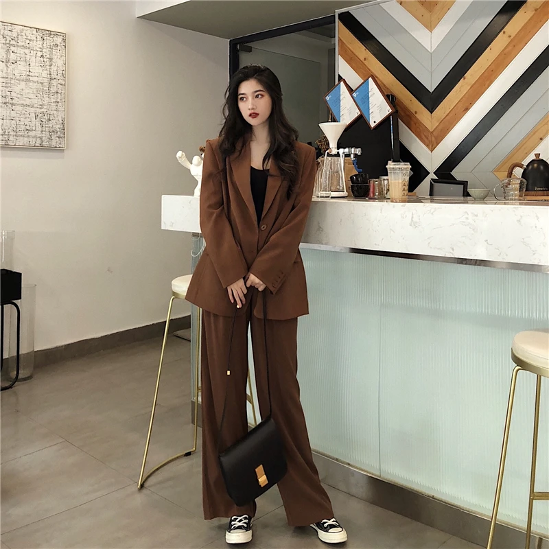 Женский однобортный пиджак и брюки офисная одежда | Женская