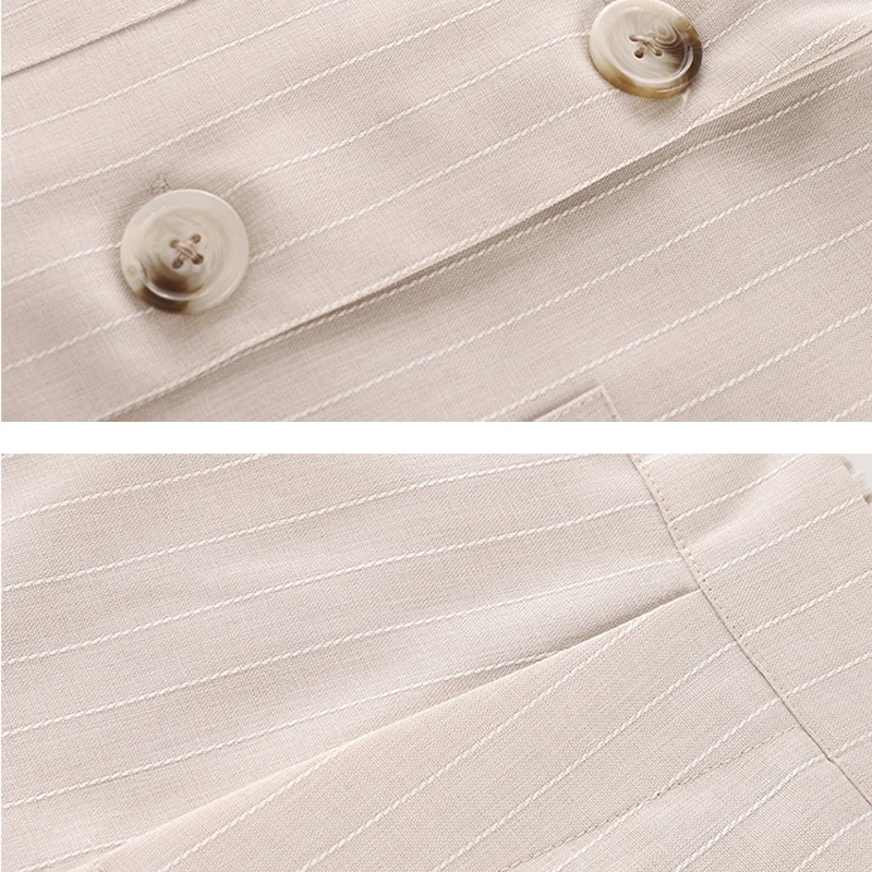 Женский брючный костюм Mozuleva из хлопка и льна в полоску однобортный пиджак с