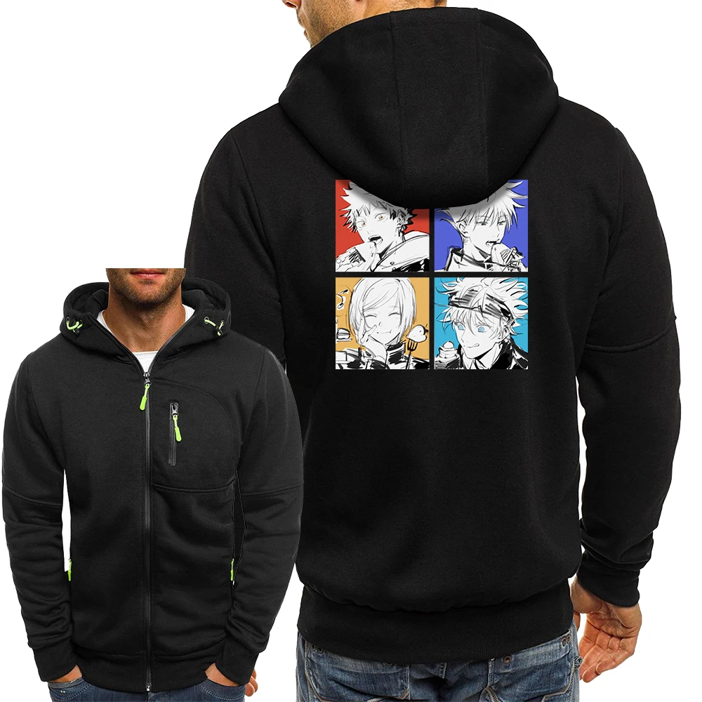 

Jujutsu Kaisen Cartoon Hoodies Mens Japan Anime Streetwear Sweatshirt Coat Autumn 2021 New Hooded Casual Zip Fashion Outerwear