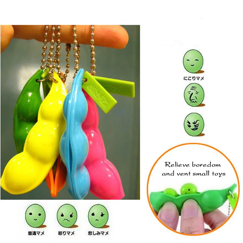 

1/3/5 PCS Fidget Toys Decompression Edamame Toys pop it Squishy Squeeze Peas Beans Keychain Cute Stress Adult Toy Rubber Gift