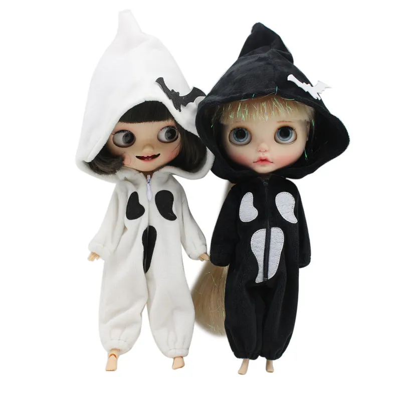 Blyth кукольные одежда ледяной Licca тела и надписью &quotHappy Halloween&quot Черный белый