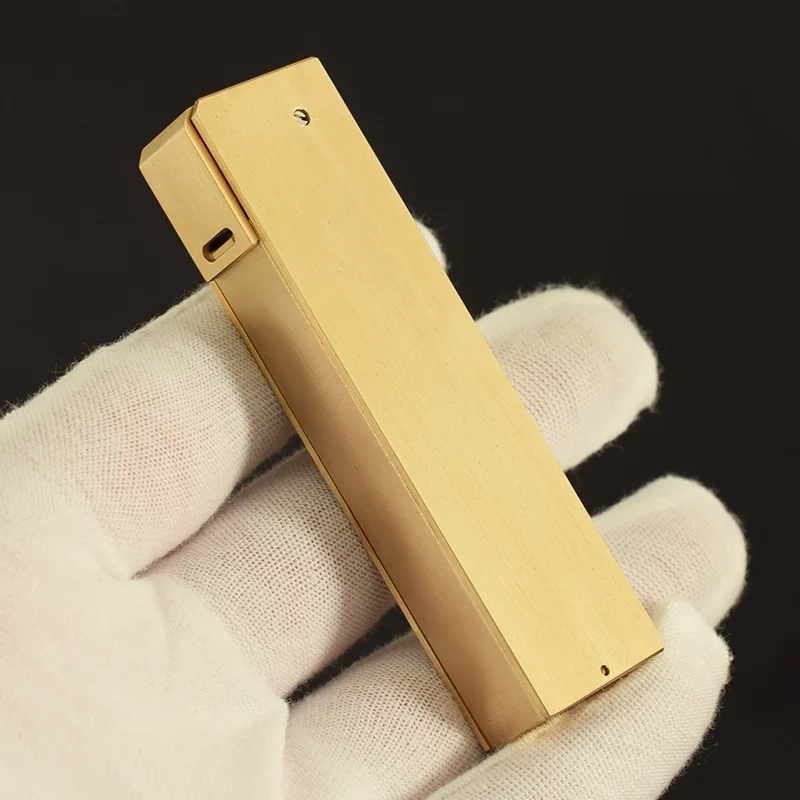 Тонкая квадратная тонкая латунная винтажная бензиновая зажигалка | Дом и сад