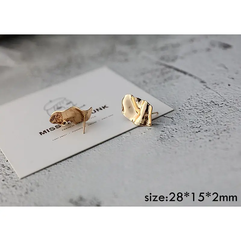 9 Color-protected copper Stud earring DIY Jewelry accessories handmade material ring square curved oval large geometry 6pcs - Цвет: 9