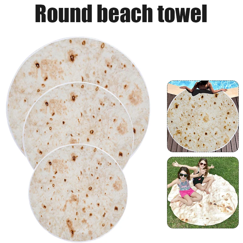 

Одеяло Burrito Tortilla, гигантское забавное фланелевое одеяло, круглое оберточное полотенце для взрослых, детей, пикника, пляжа, 60/120/150 см