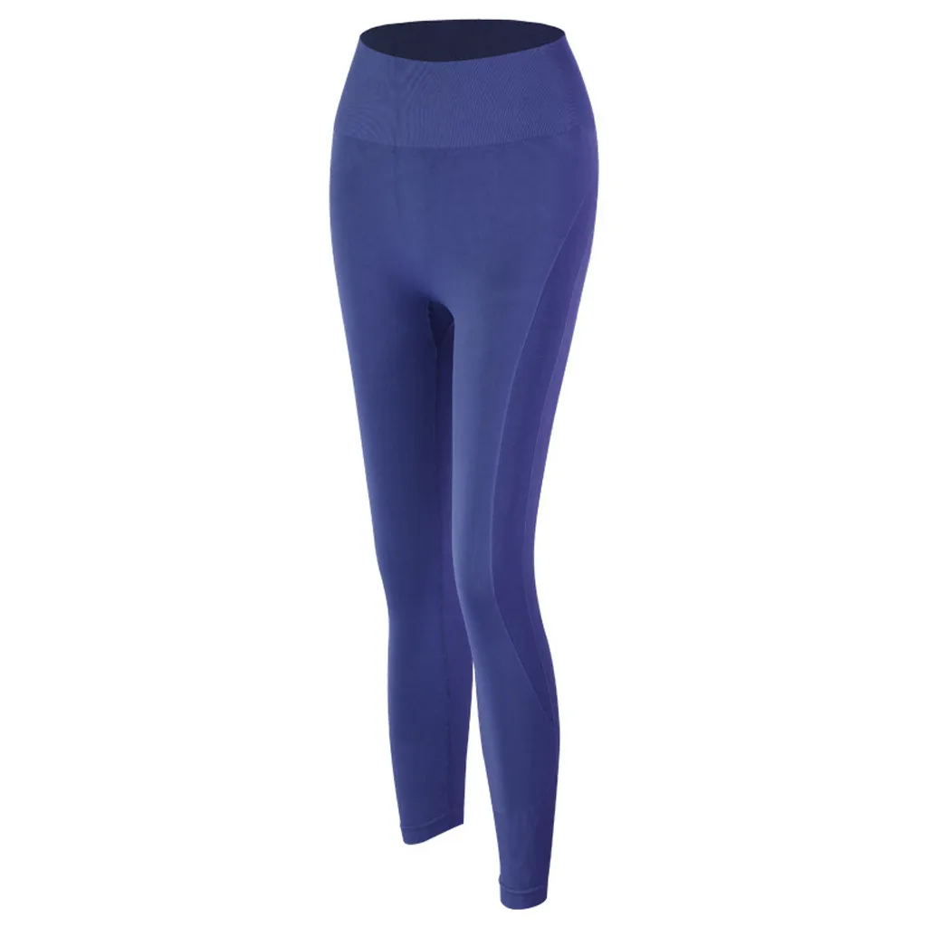 Штаны для йоги с высокой талией женские спортивные Леггинсы модные однотонные