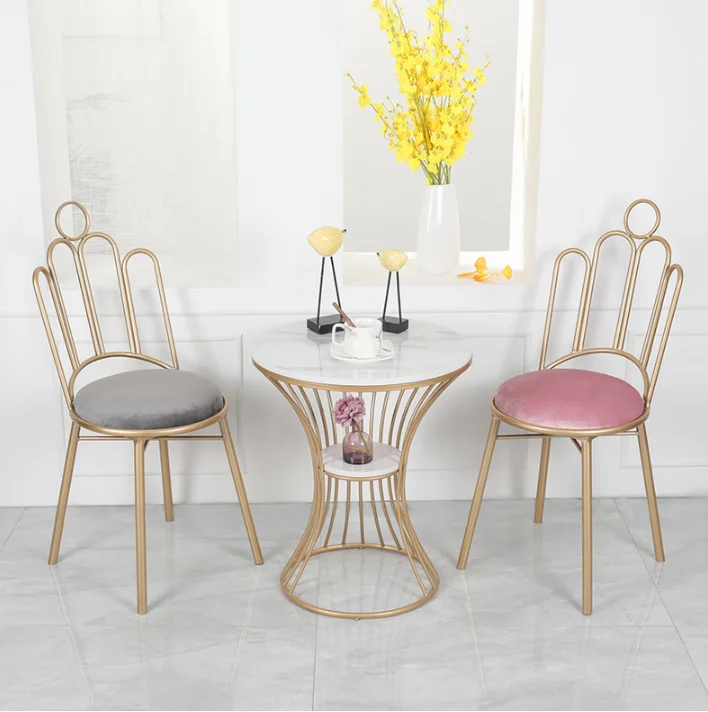 

Modern Simple Manicure Dresser Chair Luxury Dining Chair In Northern Europe Home Fashion Iron Leisure Chair Designer Chair
