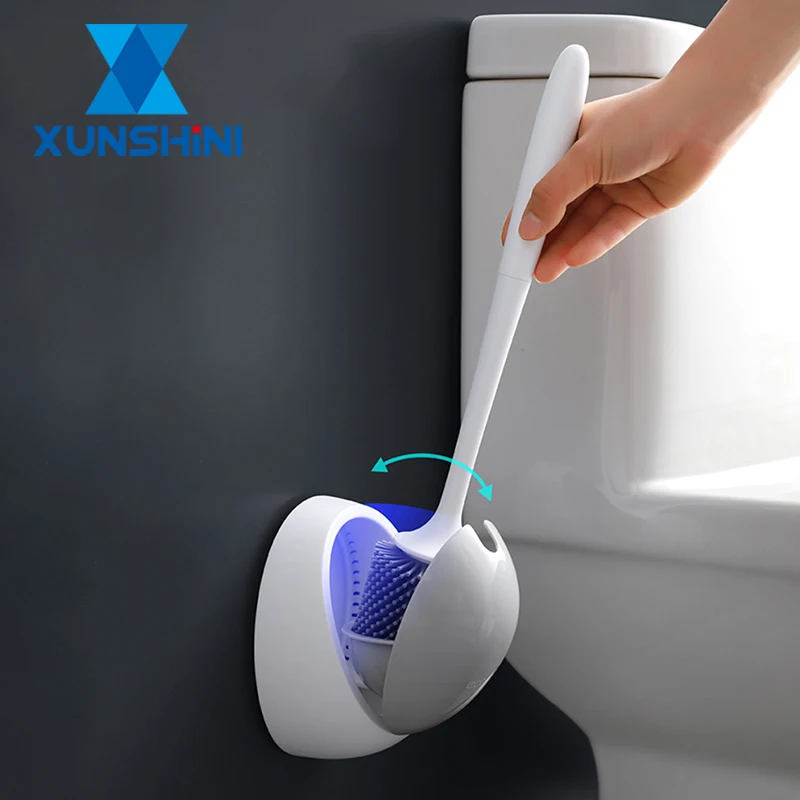 

Ершик для унитаза XUNSHINI из ТПЭ силикона, аксессуары для унитаза, смываемый настенный инструмент для чистки, набор аксессуаров для ванной