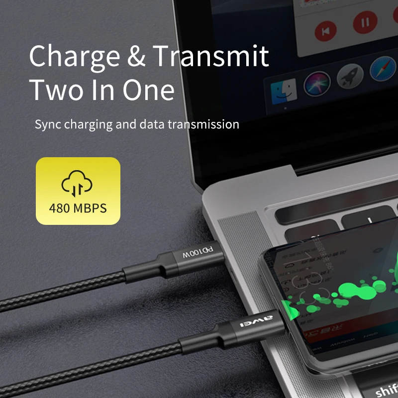 awei cl 117t 100 вт usb c к тип c телефонный кабе