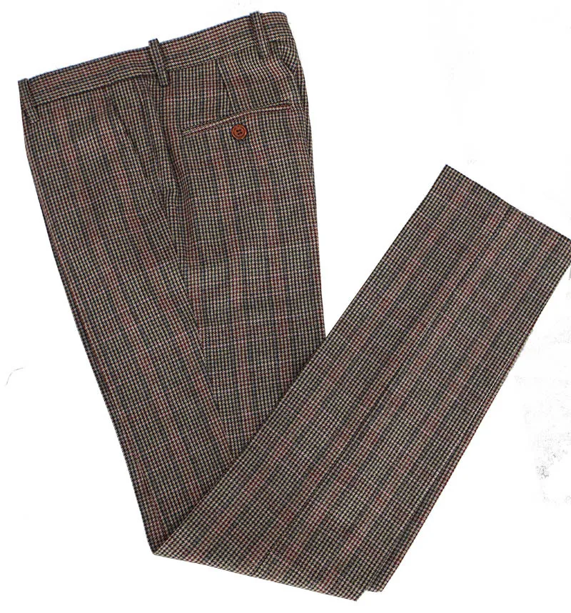 

Wool Brown Classic Tweed custom made slim fit mens 3 piece suits gentleman style tailor wedding party dresses suits for men