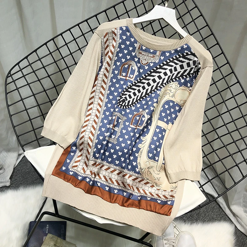 

Women Half Sleeve Knitted T Shirts Lady Vintage Print T Shirt for Women Knitted Tops for Women Half Sleeves