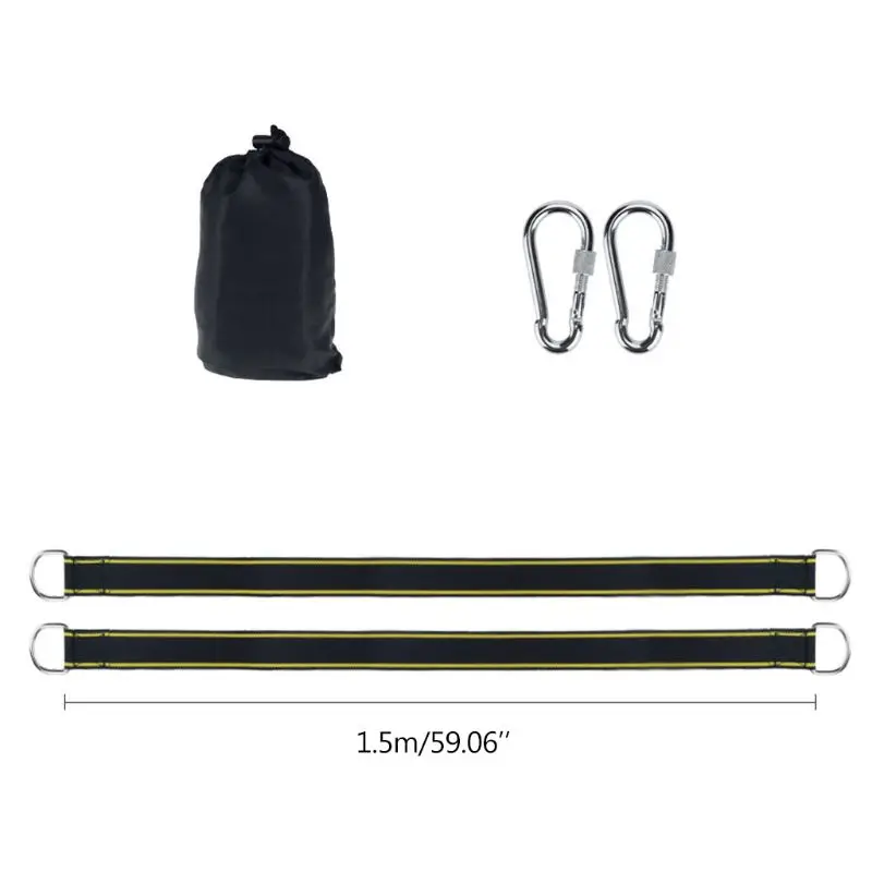 

2pcs 1.5m Super Strong Hammock Straps with Carabiners Buckles Swing Hanging Belt Camping Hiking High Density Polyester Webbing