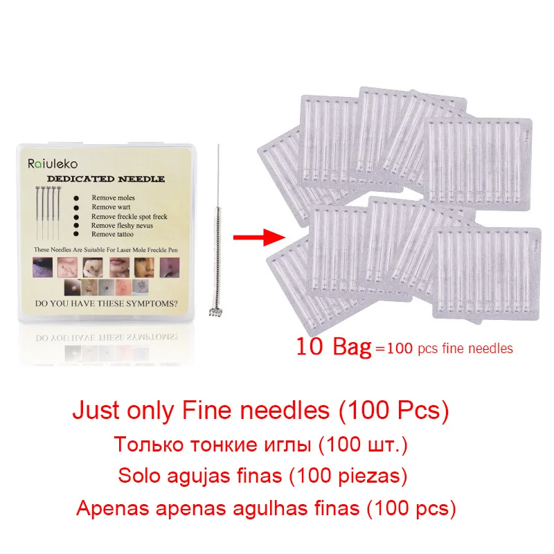 100 Pcs 100 шт плазменная Ручка иглы микро удаление моль ручка точка моль иглы Развертки Пятно мыть брови татуировки лазерная точка татуировки тонкие иглы - Цвет: 100 Pcs
