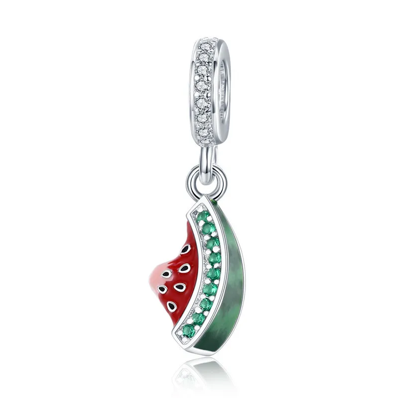 Fit Pandora браслет 925 серебро подарок матери сердце фруктовые бусины DIY S925 Любовь Мама арбуз амулеты "Клубника"
