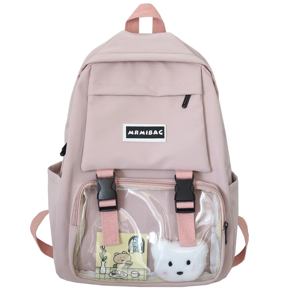 

Student Girl Transparent Backpack Cute Women Clear School Bag Lady Book Jelly Backpack Kawaii Waterproof Nylon Bag Female Trendy