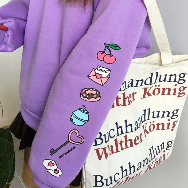 Милые свободные свитшоты с мультяшным рисунком для Kawaii пуловер длинными